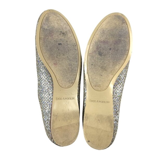 Enzo Angiolini Women 9.5M Gold & Silver Glitter Fairy Ballet Flats W/ Bow Detail - Picture 6 of 14